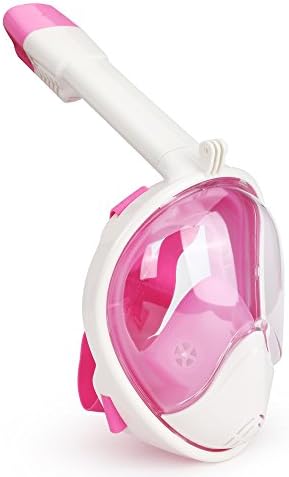 FURY DRAGON Full Face Swimming Snorkel Mask 180° Wide View Anti-fog &amp; Anti-leak Technology Free Easy Breathe Design for Adults and Youth Swimming (pink, S/M)
