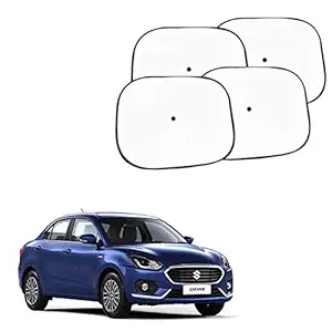 Sykit Car Adorable White Sun Shades for Side and Rear Window for Maruti Suzuki Swift Dzire (Set of 4)
