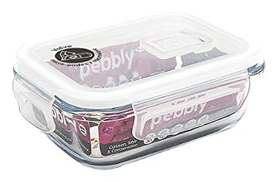 Pebbly PKV-400RB Plat/Boîte Rectangulaire en Verre 400 ml Verre Transparent 15,3 x 11,2 x 5,7 cm