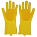 Produktbild JLKPBX 2 in 1 geeignet für Haustier Haarpflege Küchenhandschuhe geeignet für Haushaltshandschuhe, um die Hände Nicht zu verletzen leicht zu reinigen hitzebeständige Haustiere 1 Paar11.5x32.5cm gelb