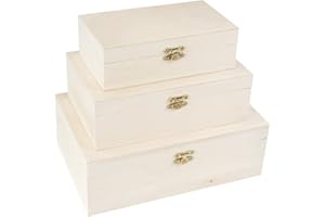 Ideen mit Herz Set di 3 scatole di legno rettangolari con coperchio e chiusura in metallo