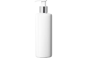MEDIA REPLICATION 500ml Dispenser Pump Bottle White PET Plastic Bottle Silver/White Lotion Pump Mrs Hinch Customisable DIY Refillable Bathroom Hand Lotion Soap Bottle (1)