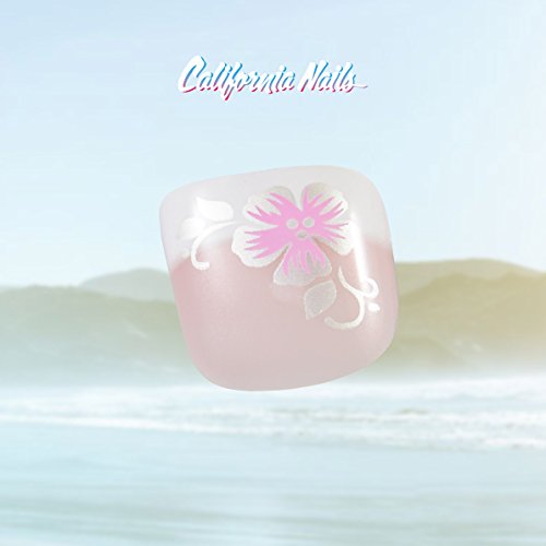 Toe Nail Tips, künstliche Fußnägel zum Aufkleben in French Rosé Silber Pinke Blume - 2