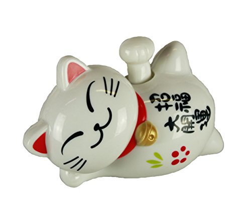 HAAC Süße Solar Winkekatze Glückskatze Glücksbringer weiss 10 cm - 2