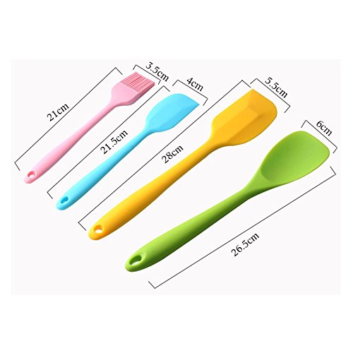 10 Piece Premium Silicone Kitchen Baking Set – Tongs, Whisk, Brush, Spatula, Slotted Spoon, Noodle Spoon, Rice Paddle, Slotted Spatulla, Soup Spoon – Heat Resistant Cooking Utensil (Mehrfarbige) - 2