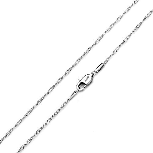 AmyRT Jewelry 2mm Titanium Steel Singapore Chain Silver Necklaces for Women 24"