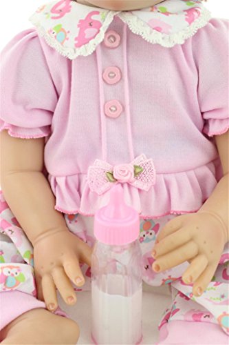 Fachel Reborn Baby Doll realistic baby dollsVinyl Silicone Babies 55cm 22inch Doll Newborn real baby doll Life Like Reborn Pacifier Doll Pink hair and smiling face girl