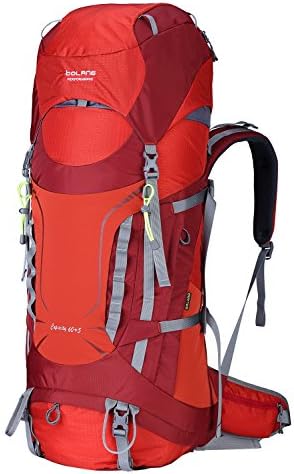 BOLANG Outdoor Intenal Frame Backpacks Waterproof Hiking Backpacking Packs for Climbing Travel Camping 60L 8786(Red, 60Liter)