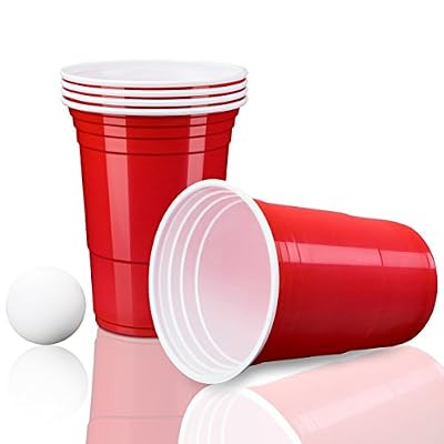 TRESKO Beer pong gobelets de fête rouge verre de plastique extra résistant ensemble de 50 pièces | Capactité 473ml | Party Cups Americain