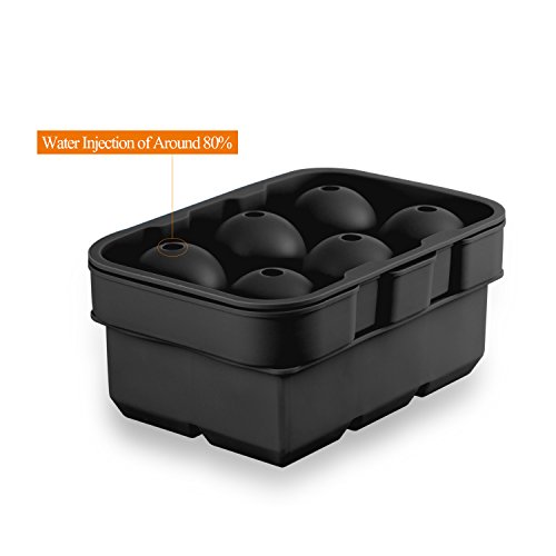 BeePole Eisball und Eiswürfel Schmelzmacher – Flexible Silikon Eis Trage Kombo (Set von 2) – 6 Schlitze für jede Schmelze mit 1 Rostfreiem Stahl Eiswürfel Clip, Schwarz - 4