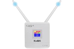 Router 4G SIM Portatil, KuWFi Router 4G LTE WiFi Inalámbrico 300 Mbps, Router WiFi con Tarjeta Sim, Antenas Externas Duales, Puerto Ethernet LAN/WAN, Compatible con los Principales operadores SIM