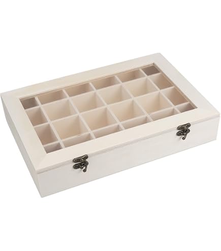 Organizer In Legno Con 24 Scomparti – 35x24x3,5 Cm, Per Calzini, Biancheria, Gioielli, Bustine Di Tè, Vassoio Espositivo