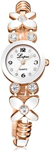 FALAIDUO Classic Ladies Women Stainless Steel Rhinestone Quartz Wrist Watch (Gold 1)