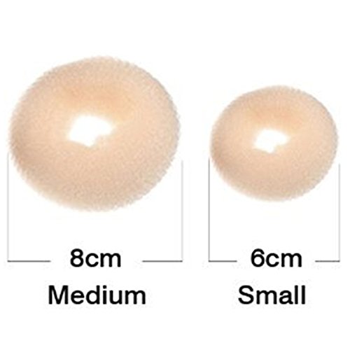 CareforYou® Children Kids Girls Ballet Dance Hair Bun Donut Ring Shaper Hair Styler Maker Doughnut Former Sponge PACK OF 2 SIZES Small & Medium (Beige)