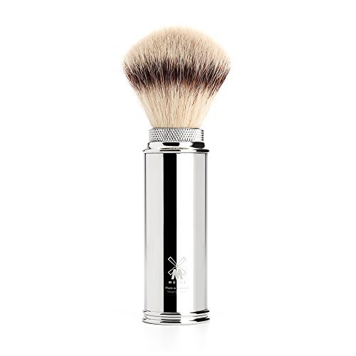 Muhle Synthetic Silvertip Fibre Travel Shaving Brush With Nickel Plated Handle