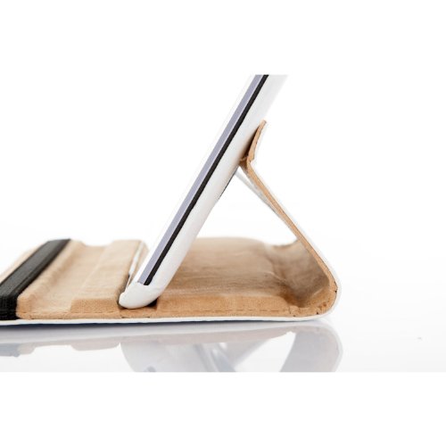 JAMMYLIZARD | 360 Grad rotierende Ledertasche Hülle für Nexus 7 2012 (1. Generation), WEIß - 2