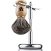 Miusco Premium 100% Pure Badger Hair Shaving Brush and Luxury Shaving Stand Set, Chrome Stand, Wooden Brush