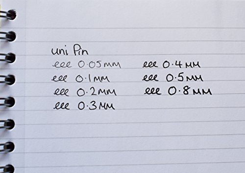 Uni Pin Fineliner-Zeichenstifte verschiedene Schreibspitzengrößen 5 Stück schwarze Tinte - 4