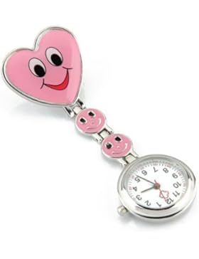 Gleader Schwesternuhr Pulsuhr Ansteckuhr Krankenschwesteruhr Quarz pink neu