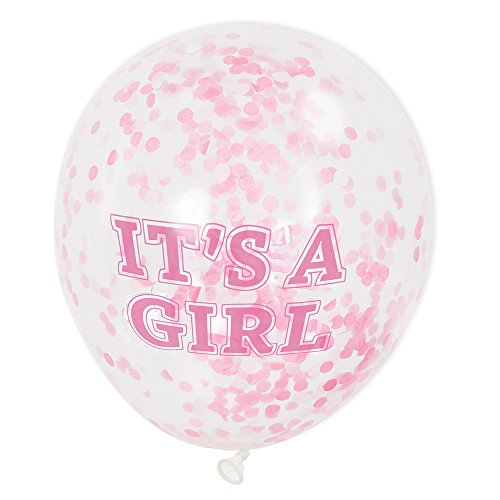 6 Konfetti-Luftballons * IT'S A GIRL * für eine Pinkelparty zur Geburt von einem Mädchen // Deko Dekoration Baby Party Kind Nachwuchs Eltern