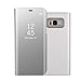 Produktbild FNBK Samsung Galaxy S8 Hülle Spiegel Cover Mirror Case Flip Schutzhülle Silber Handyhülle Wallet Handy PC Luxus Bumper Backcover Stand Stoßfest Bookstyle Männer Frauen Handytasche