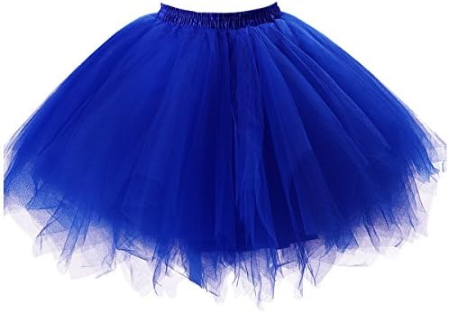 Women's 50s Vintage Petticoat Party Accessory Tutu Skirt Royal-Blue L/XL