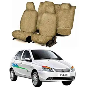 Chiefride Cotton Car Seat Cover for Tata Indica (5 Seater) (Beige)