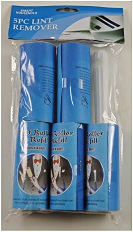 5 x ROLLS STICKY LINT REMOVER 5PC PC ROLLER &amp; REFILL CAT PET DOG HAIR DIRT CLOTH FURNITURE PACK SET OF 5