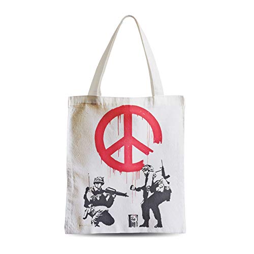 fabulous Große Tasche Sack Strand Schüler Banksy Soldat Friedensschild Gemälde Street Art Graffiti