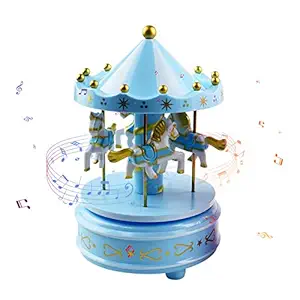 pekdi Carousel Music Box 4-Horse Rotating Baby Musical Toy Christmas Gifts Birthday Presents for Girls Kids Children Daughter Friends