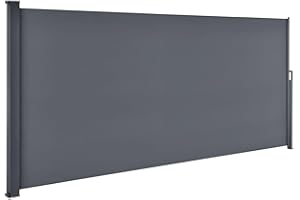 Juskys Seitenmarkise Dubai 500 x 200 cm ausziehbar Blickdicht, Sichtschutz für Balkon & Terrasse, Seitenrollo Wandhalterung - anthrazit