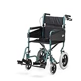 Days Escape Lite Aluminium Wheelchair, Lightweight and Foldable Frame, Attendant-Propelled Wheelchair, Portable Transit Travel Chair, Removable Footrests, Standard, Racing Green