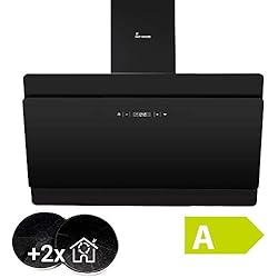 Hotte aspirante murale (90 cm, acier inoxydable, verre noir, 605 m³/h, 4 marches, éclairage LED, touches sensitives TouchSelect) SOLO906S - KKT KOLBE