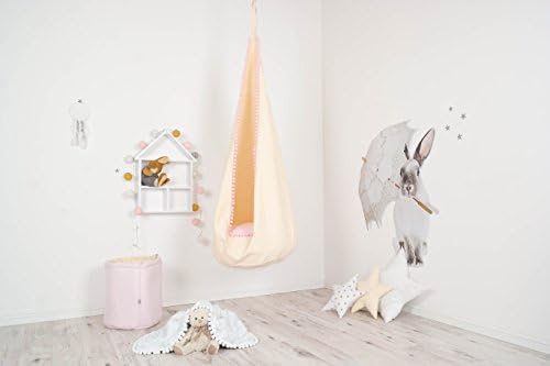 Cute Kid Child Pod Hanging Chair Swing Seat Hammock Indoor Outdoor beige pink the best gift !