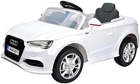 Audi A3 12v Ride On Car - Officially Licensed - Working Front And Rear Lights - Parental Remote Control Included (White)