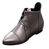 🌟🌟4 Damen Stiefeletten Kurz Stiefel Boots Schlupfstiefel Schuhe Erhöht Einlegesohle Kurzschaft Boots Schnürstiefeletten mit Blockabsatz (EU:39, Silber)