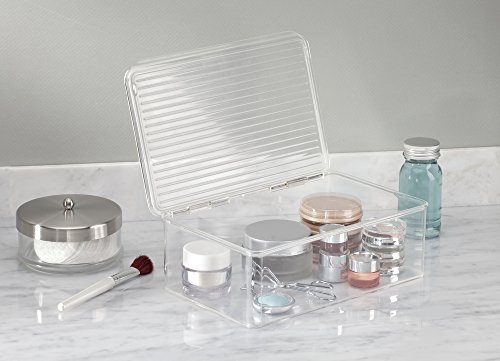 mDesign Kosmetik Organizer – hohe Kosmetik Aufbewahrungsbox mit Deckel – die perfekte Schminkaufbewahrung für Nagellack, Puder etc. – transparent - 3