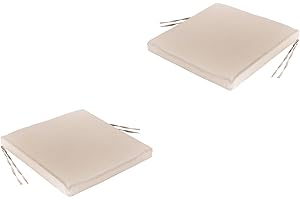 EDENJARDI Pack 2 Cojines textilene para sillas de Exterior Color Arena, Medidas 44x44x5 cm, Tela Antimanchas, Desenfundable, Funda de cojín con Relleno para sillas de terraza, Cojines Silla de Comedor jardín