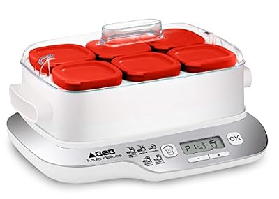Seb YG660100 Yaourtière Multi Délices Express 6 Pots, 600 W, Rouge, Blanc
