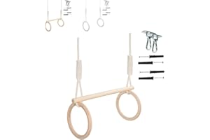 MAMOI® Trapecio Circo Columpio Madera | Parque Infantil Columpio | Asiento Columpio | Anillas de Gimnasia Madera | Parque de Juegos Infantil | Barras Gimnasia artistica en casa | 100% ecológica