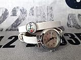Wickelarmbanduhr Wickeluhr Armbanduhr Lederarmband Uhr Schmuck weiß silber maritim Anker Cabochon Schiebeperle Geschenk Geschenkidee