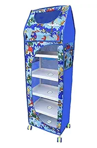 LookNSnap Multipurpose Toy Box Kids Folding Wardrobe - 6 Shelves, Blue