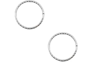 SERENITY SLEEPERS 925 Sterling Silver Solid Seamless Diamond Cut Twist Sleeper Hoop Earrings Small Hinged Thin Handmade 8mm 10mm 12mm 14mm For Women Men Girls