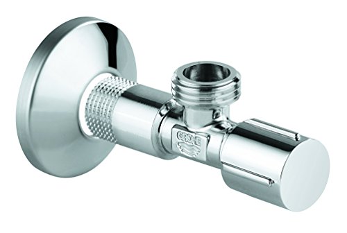 Grohe 22041000 Eckventil, für Einhandmischer mit angerauhtem Gewinde zum vereinfachten Eindichten, Wandanschluss 1/2 Zoll mit Schubrosette, Abgang 1/2 Zoll - 2