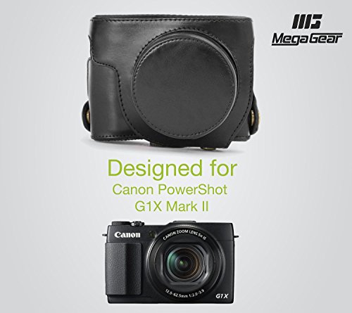 MegaGear Etui souple en cuir pour  Housse pour Canon PowerShot G1X Mark II  Noir 