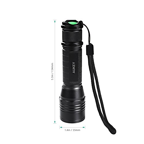 AUKEY Taschenlampe mit einstellbarem Fokus, Weiß und UV Licht Modi, Wasserdicht, 18650 wiederaufladbare Batterie Outdoor Taschenlampen für Camping(Schwarz LT-SET8) - 8