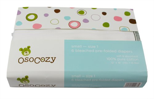 OsoCozy Prefold Cloth Nappies (Size 2, Pack of 6)