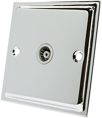 Slimline Polished Chrome 1 Gang TV Socket White Insert - 1 Gang Aerial Coaxial Female Socket