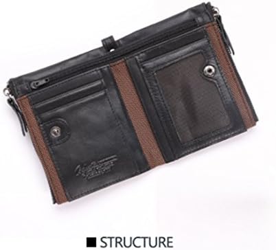 CL Men's Wallet ,Retro Minimalist Vintage Cowhide Leather Wallet With Zipper Pocket for Men (Black)