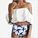 Produktbild QYS Frauen Zweiteiler Schulterfrei Rüschen Volants Crop Bikini Top mit Print Ausgeschnittenen Böden,Figure4,XXL